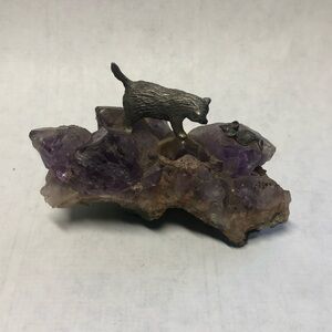 Cat Playing With Mouse Pewter On Amethyst Hard To Find